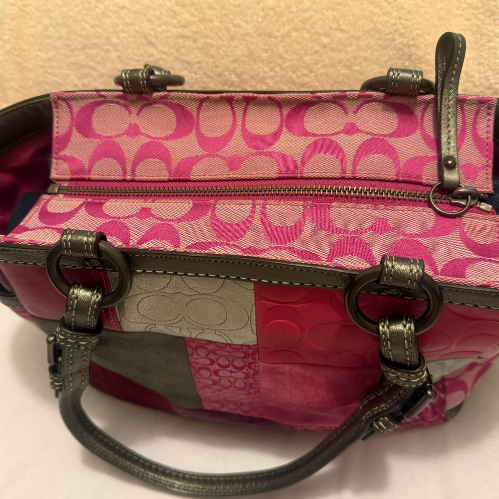 Coach Patchwork Tote in Pink, Magenta & Silver - Picture 8 of 13